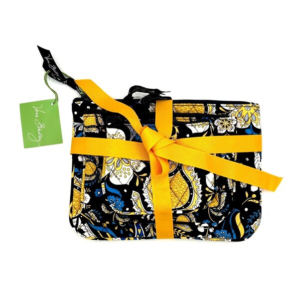 Vera Bradley Ellie Blue Floral Cosmetic Bag Trio Three Piece Set--New With Tags - Picture 1 of 11
